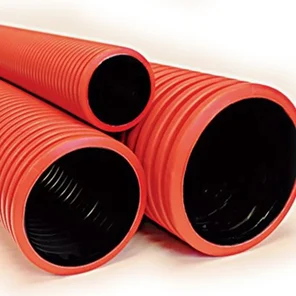 Труба гофр двустенная ПНД/ПВД с/з красная д50 (50м/уп)